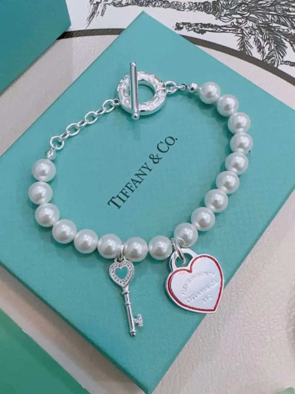 Tiffany & Co. Multi-Element Agate Silver-Style Bracelet